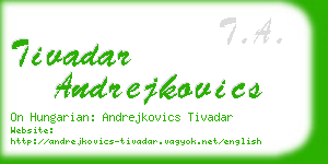 tivadar andrejkovics business card